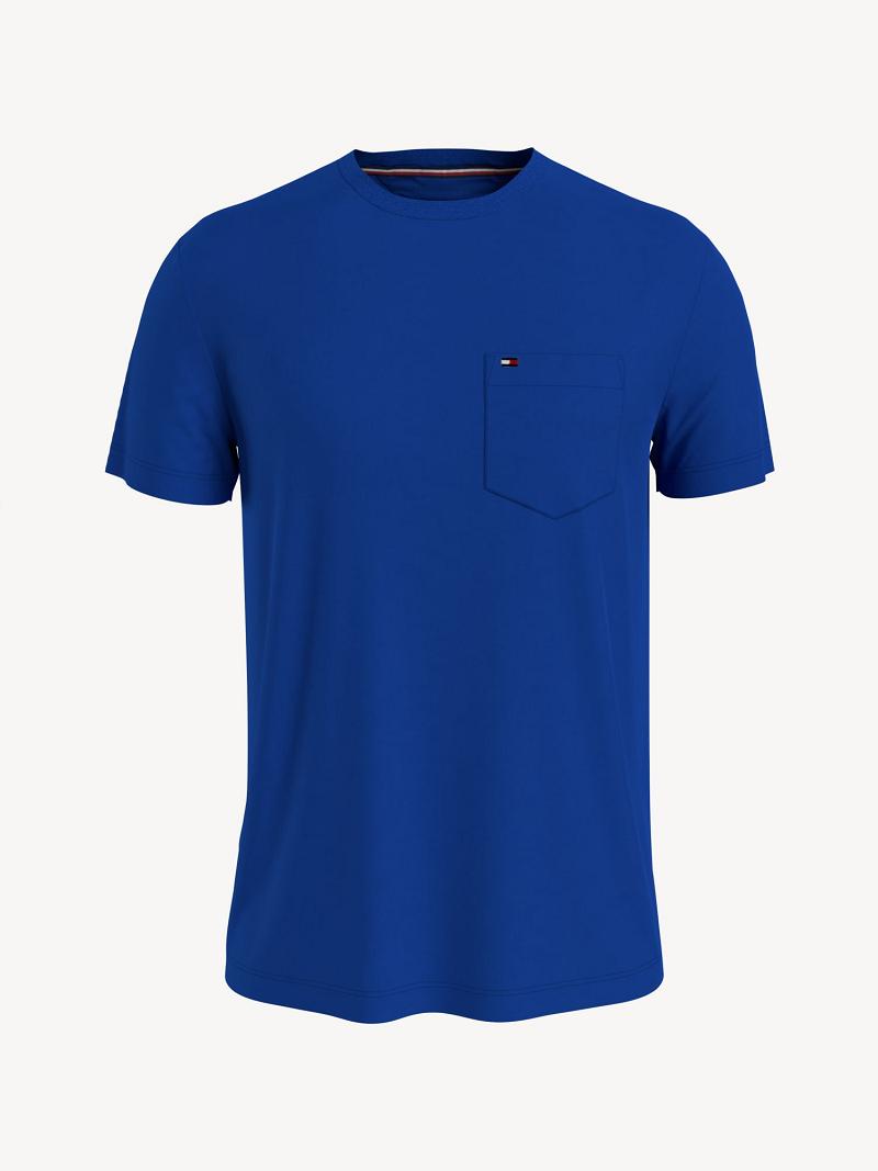 Blue Tommy Hilfiger Essential solid pocket T Shirts | NZ_M31035