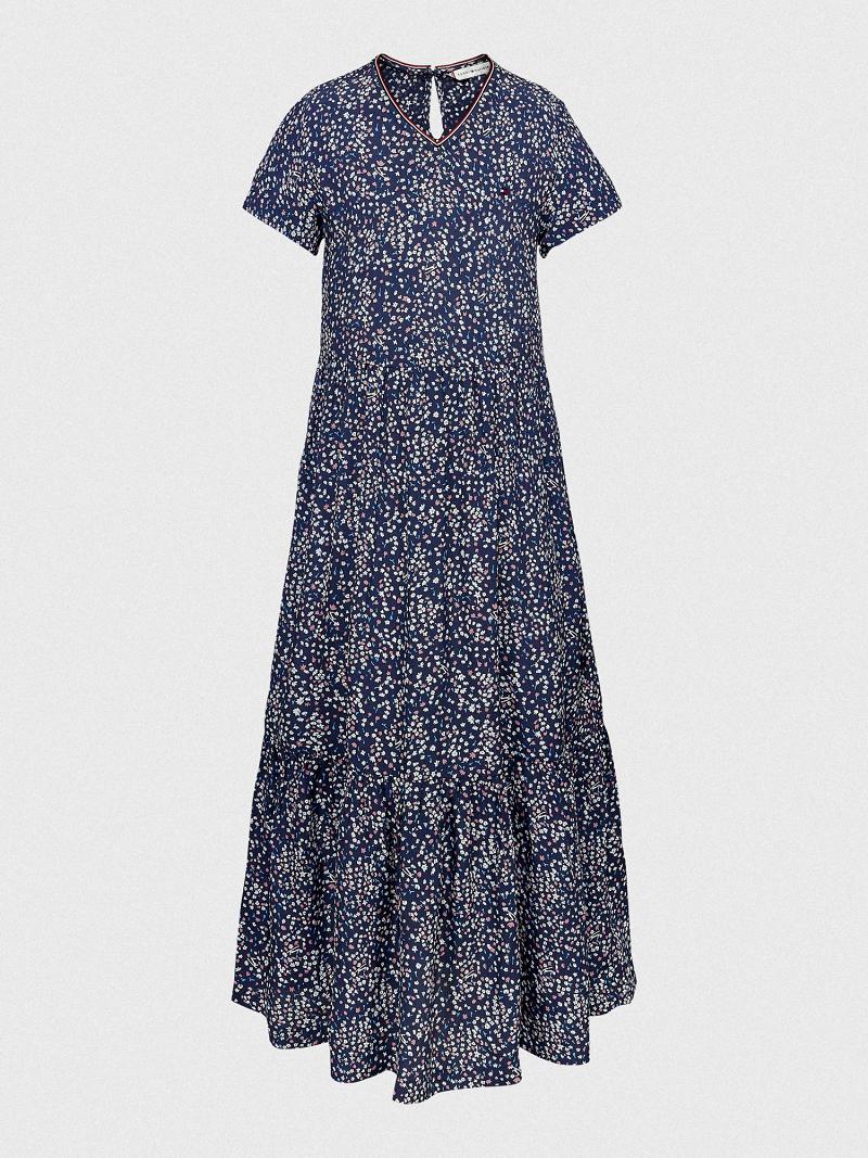 Blue Tommy Hilfiger Floral Midi Dresses | NZ_G1062