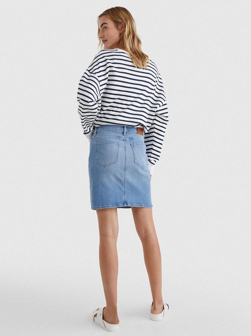 Blue Tommy Hilfiger High Rise Denim Skirts | NZ_W21330