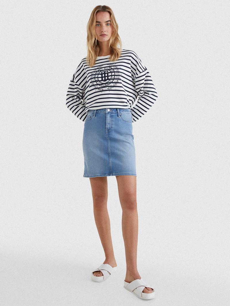 Blue Tommy Hilfiger High Rise Denim Skirts | NZ_W21330