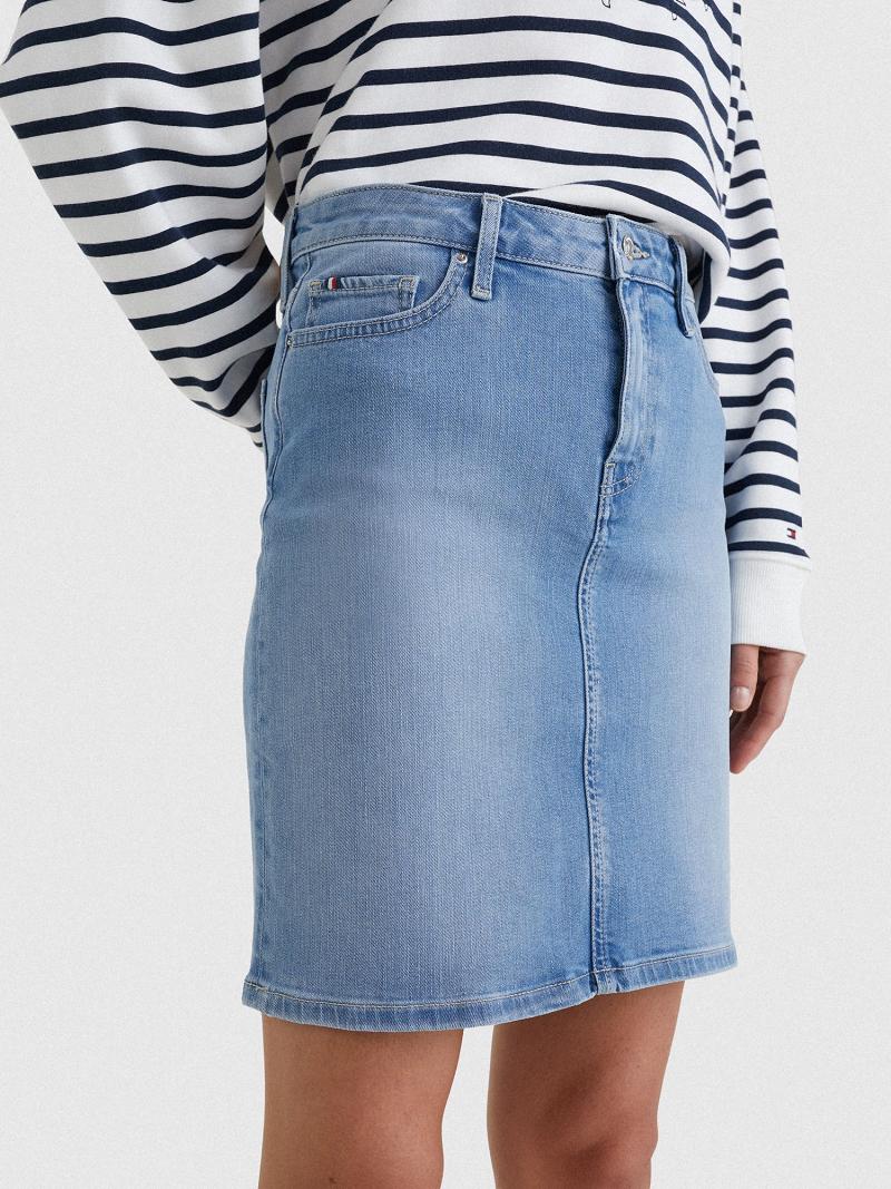 Blue Tommy Hilfiger High Rise Denim Skirts | NZ_W21330