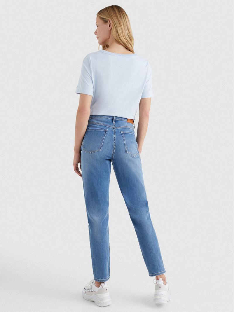 Blue Tommy Hilfiger High Rise Tapered Fit Jeans | NZ_W21199