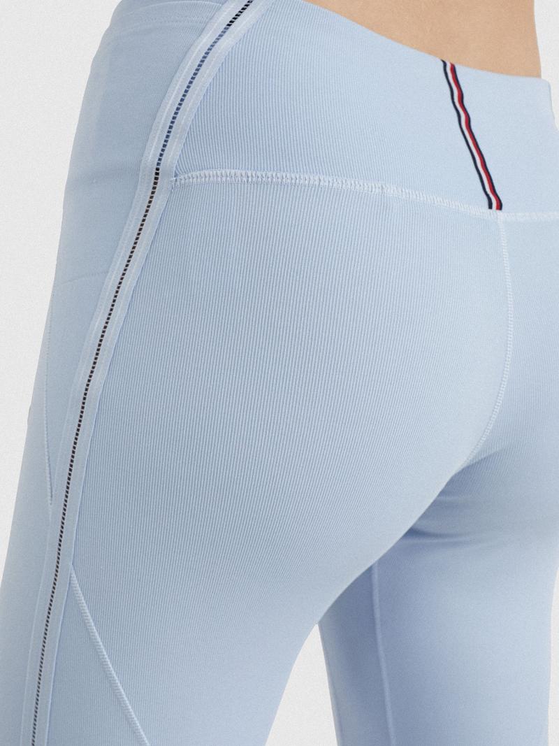 Blue Tommy Hilfiger High-Waist Ribbed Mesh Leggings | NZ_W21226