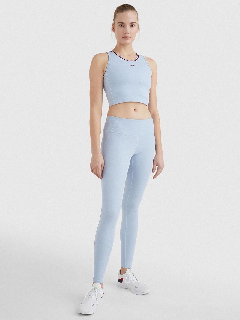 Blue Tommy Hilfiger High-Waist Ribbed Mesh Leggings | NZ_W21226