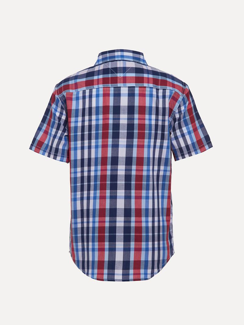 Blue Tommy Hilfiger Little Classic Plaid Short-Sleeve Shirts | NZ_B2081