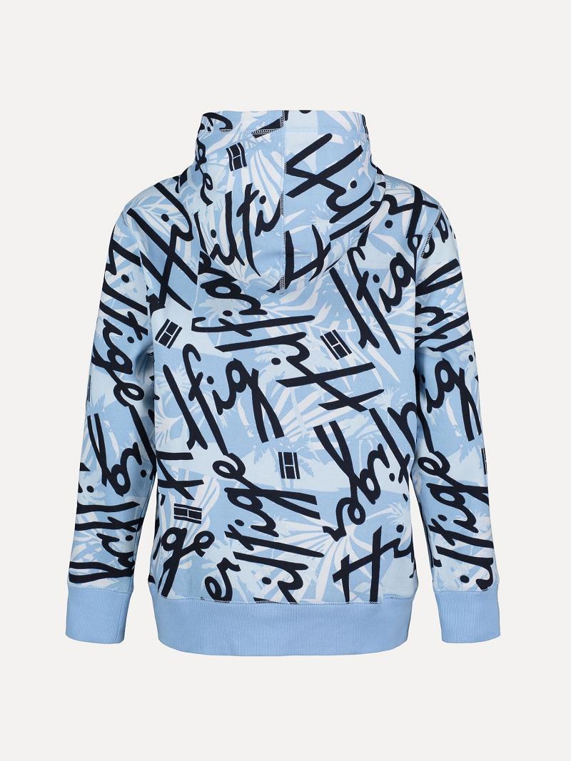 Blue Tommy Hilfiger Little Floral Script Hoodies | NZ_B2023