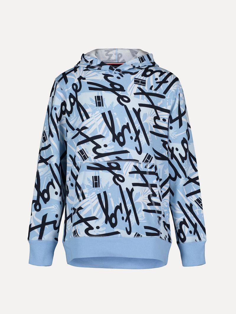 Blue Tommy Hilfiger Little Floral Script Hoodies | NZ_B2023