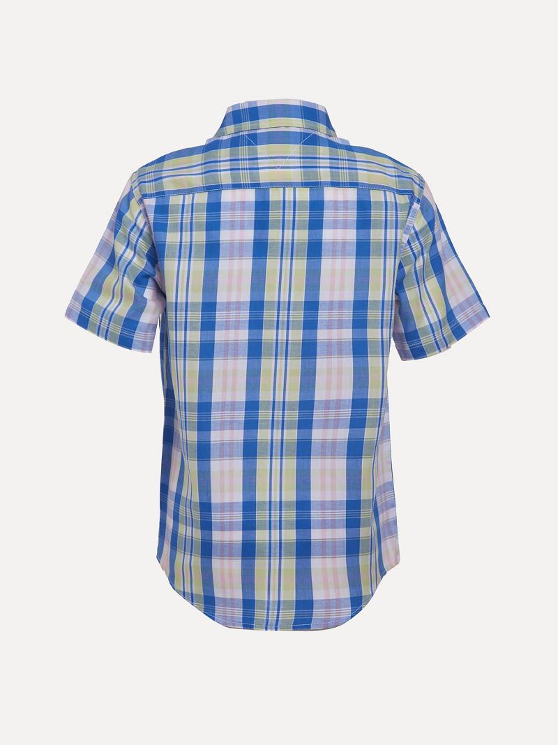 Blue Tommy Hilfiger Little Pastel Plaid Short-Sleeve Shirts | NZ_B2083