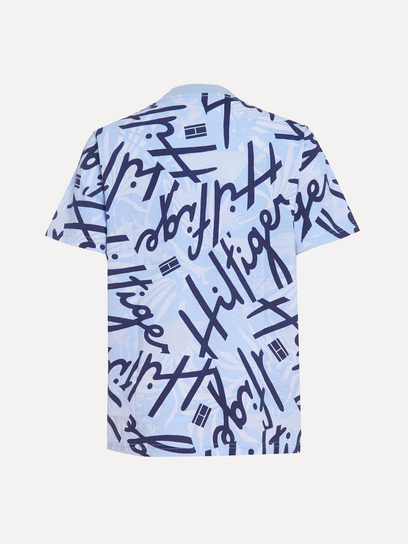 Blue Tommy Hilfiger Little Tropic Print T Shirts | NZ_B2191