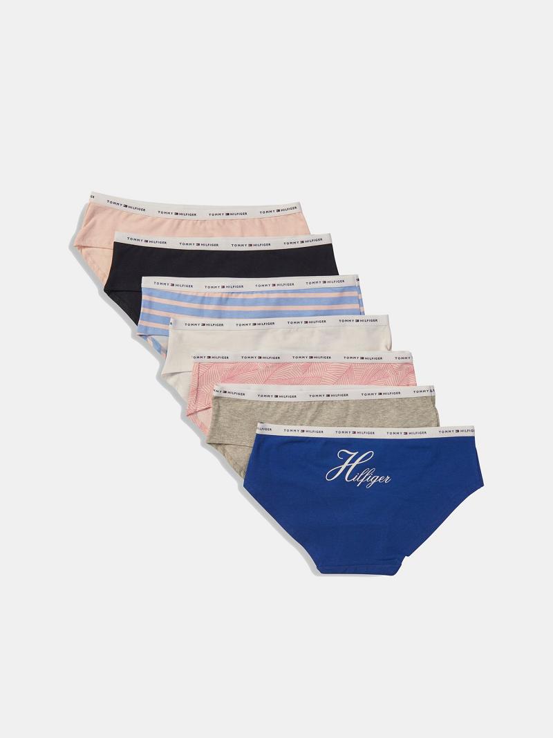 Blue Tommy Hilfiger Logo Mix Hipster 7PK Lingerie | NZ_W21554