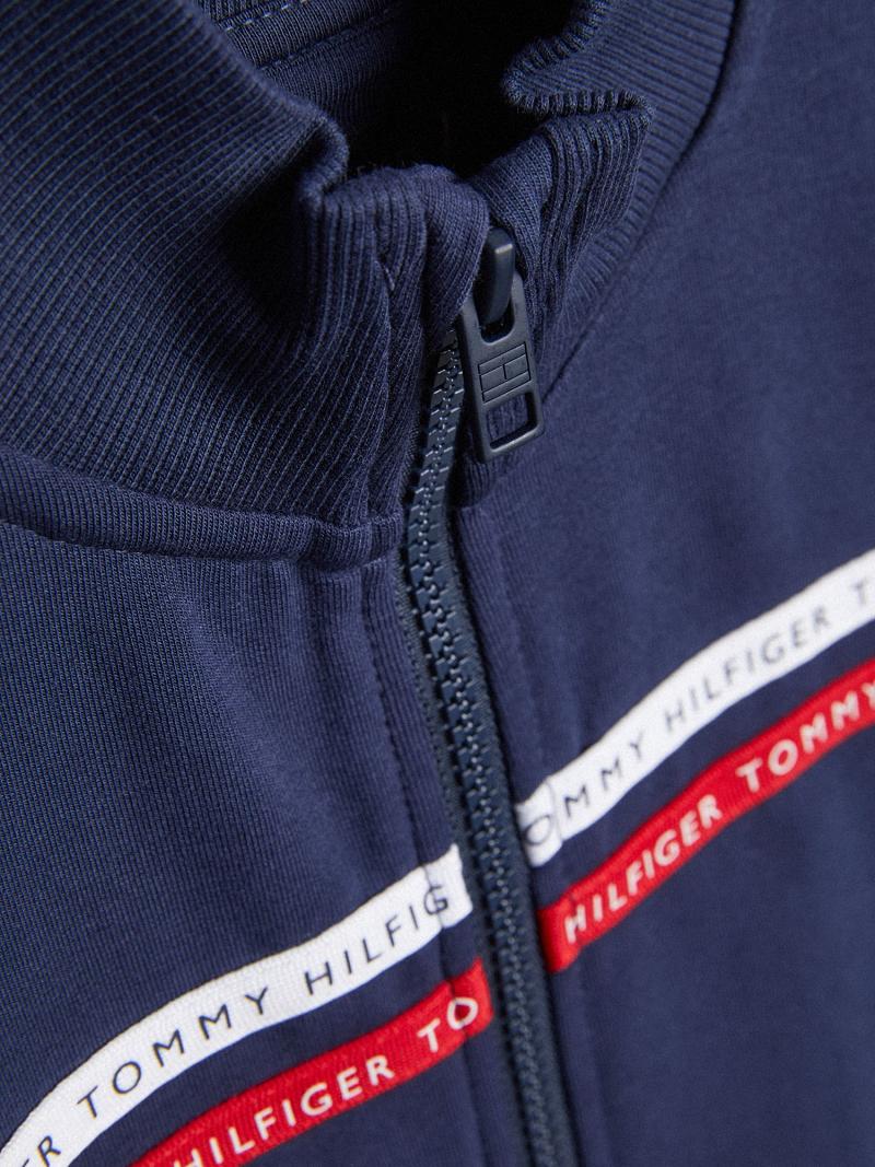 Blue Tommy Hilfiger Logo Stripe Track Jackets | NZ_B2040