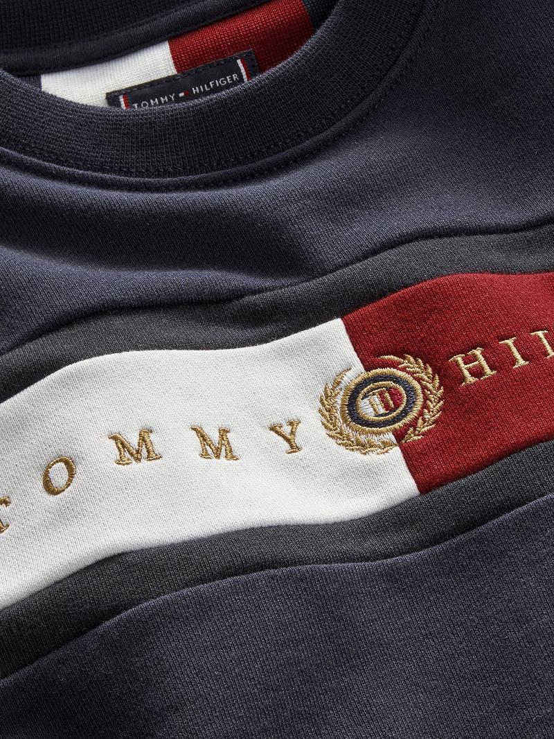 Blue Tommy Hilfiger Logo Sweatshirts | NZ_B2133