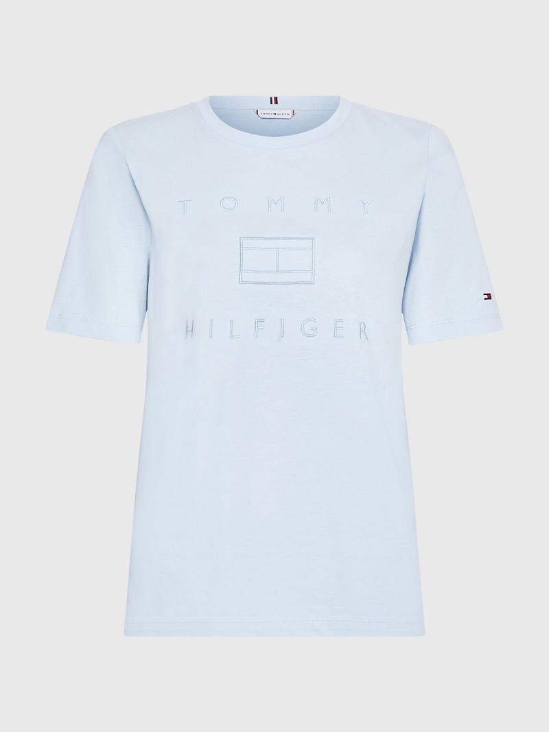 Blue Tommy Hilfiger Metallic T Shirts | NZ_W21462