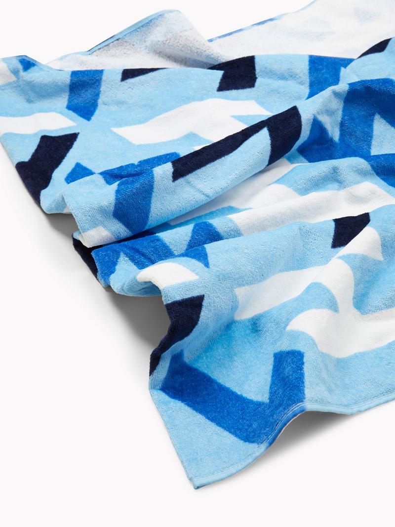 Blue Tommy Hilfiger Monogram Beach Towel Swimwear | NZ_W21425