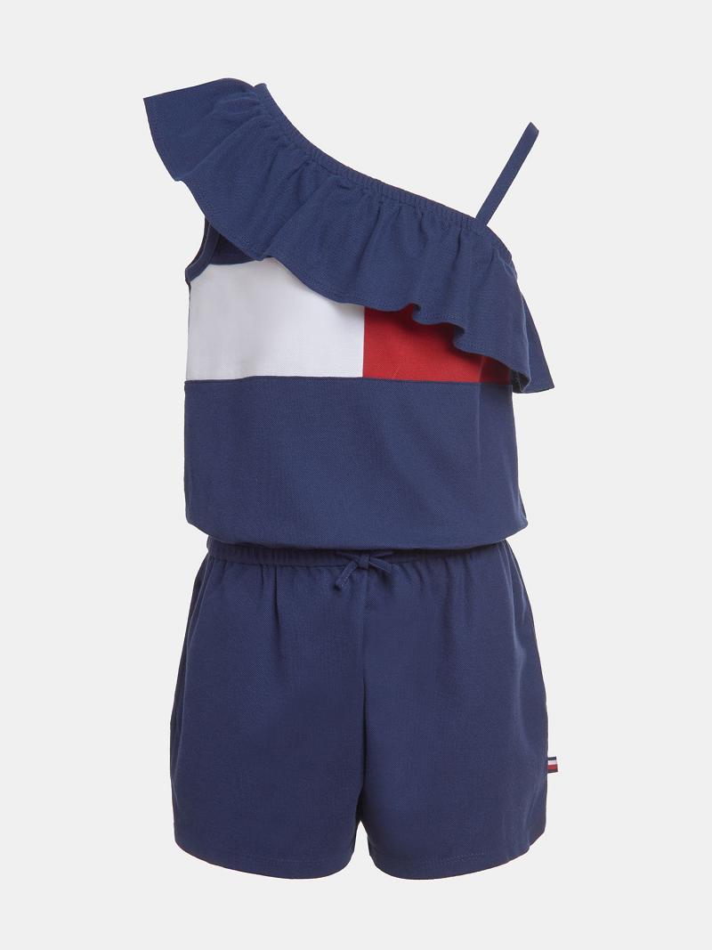 Blue Tommy Hilfiger One-Shoulder Romper Dresses | NZ_G1077