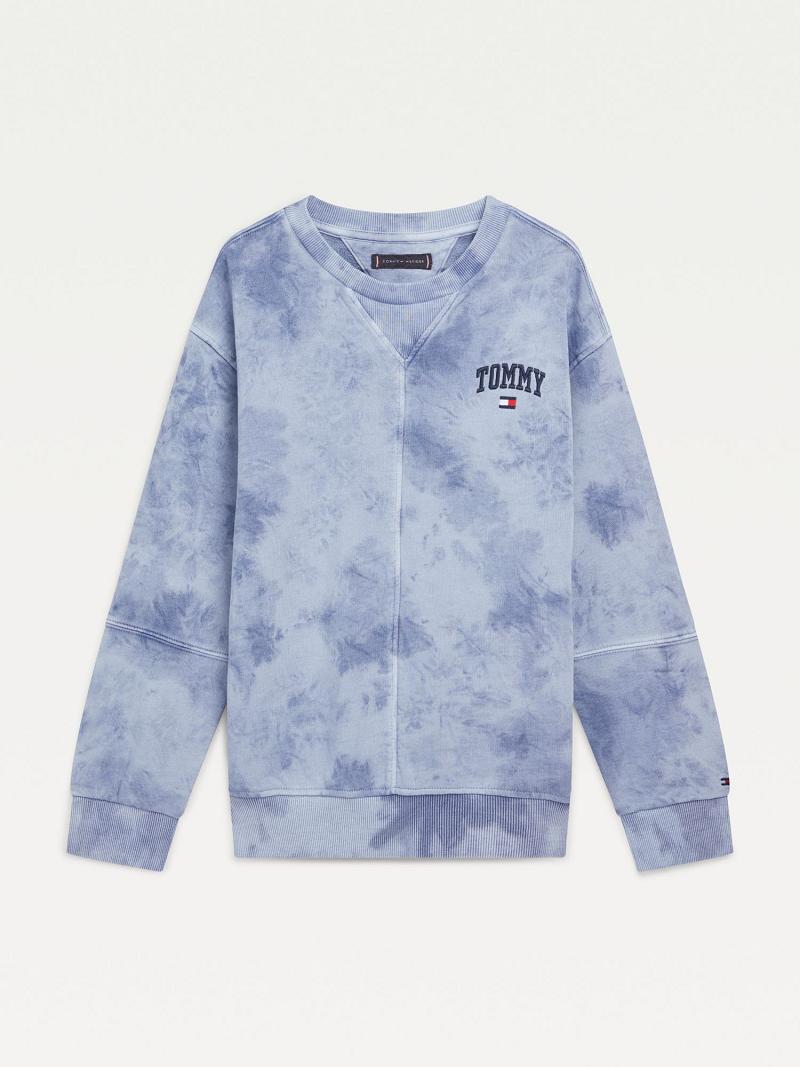 Blue Tommy Hilfiger Organic Cotton Tie-Dye Sweatshirts | NZ_B2137