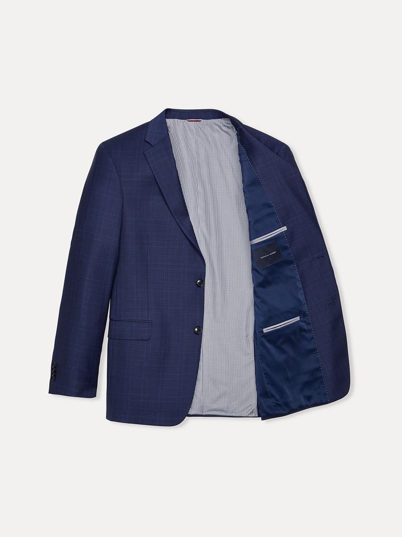 Blue Tommy Hilfiger Regular fit essential plaid Blazers | NZ_M31475