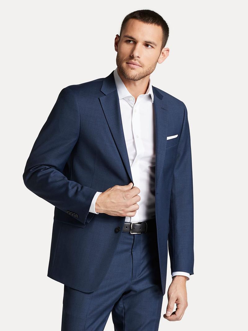 Blue Tommy Hilfiger Regular fit essential sharkskin Blazers | NZ_M31476