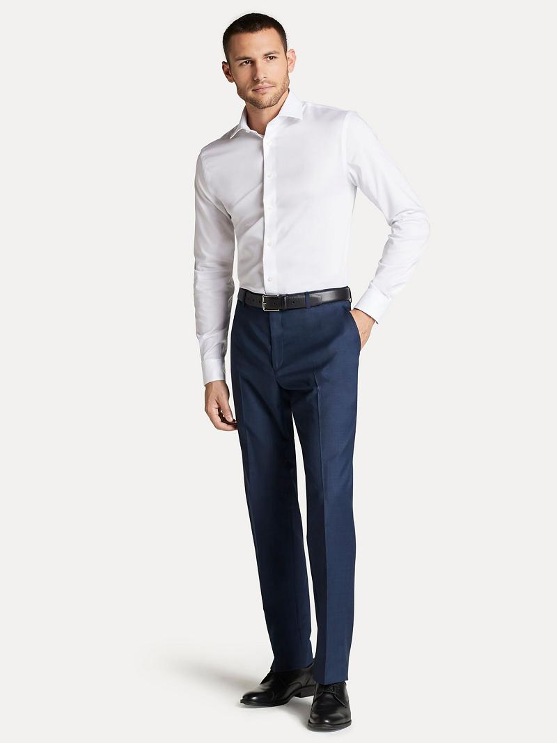 Blue Tommy Hilfiger Regular fit in sharkskin Pants | NZ_M31327