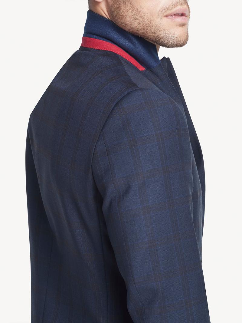 Blue Tommy Hilfiger Regular fit plaid wool Blazers | NZ_M31488