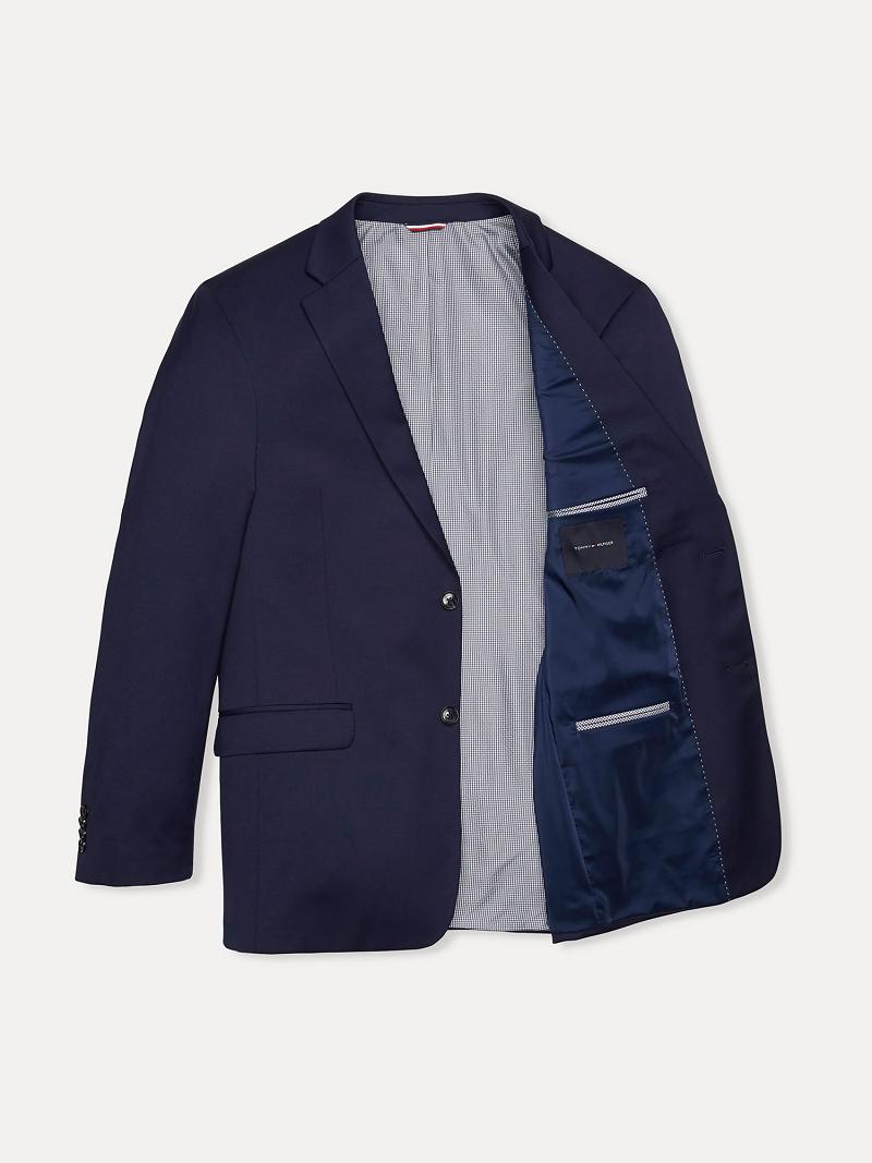 Blue Tommy Hilfiger Regular fit sharkskin wool Blazers | NZ_M31472