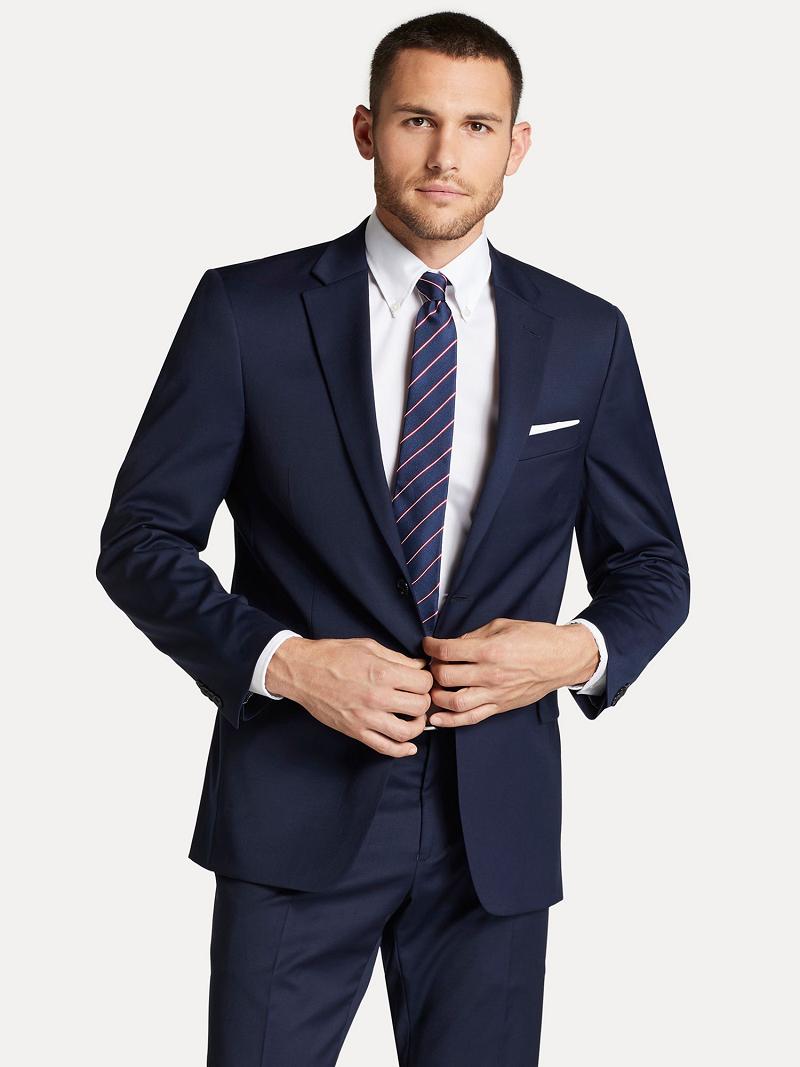 Blue Tommy Hilfiger Regular fit sharkskin wool Blazers | NZ_M31472