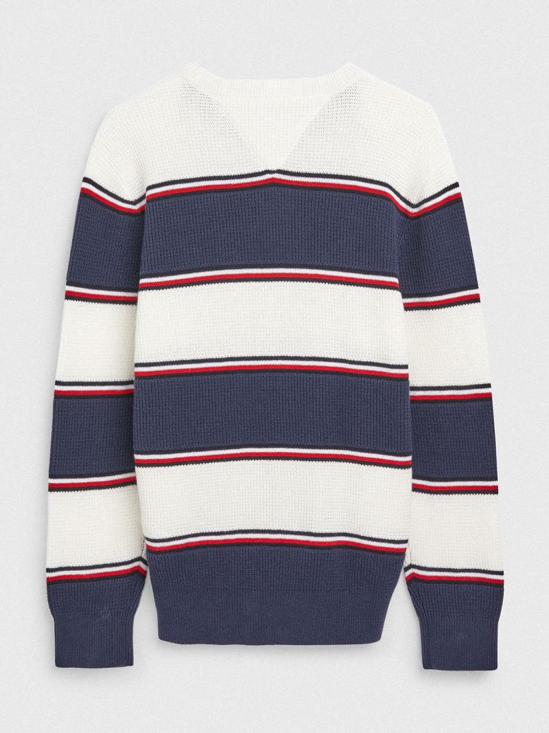 Blue Tommy Hilfiger Rugby Stripe Sweaters | NZ_B2115