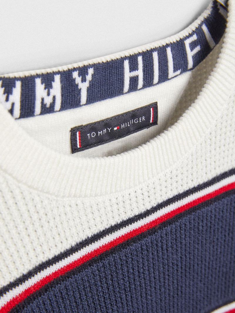 Blue Tommy Hilfiger Rugby Stripe Sweaters | NZ_B2115