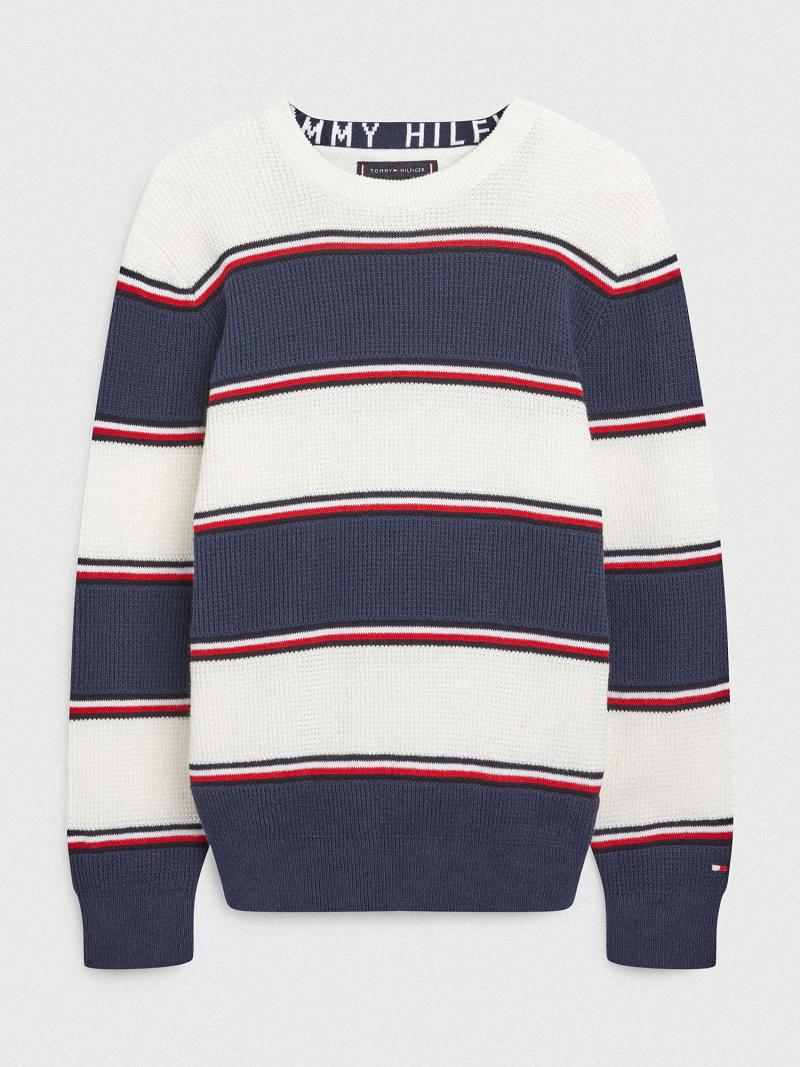 Blue Tommy Hilfiger Rugby Stripe Sweaters | NZ_B2115