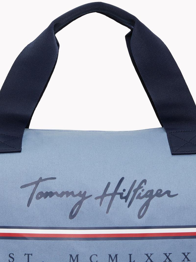 Blue Tommy Hilfiger Signature Duffle Bags | NZ_M31702