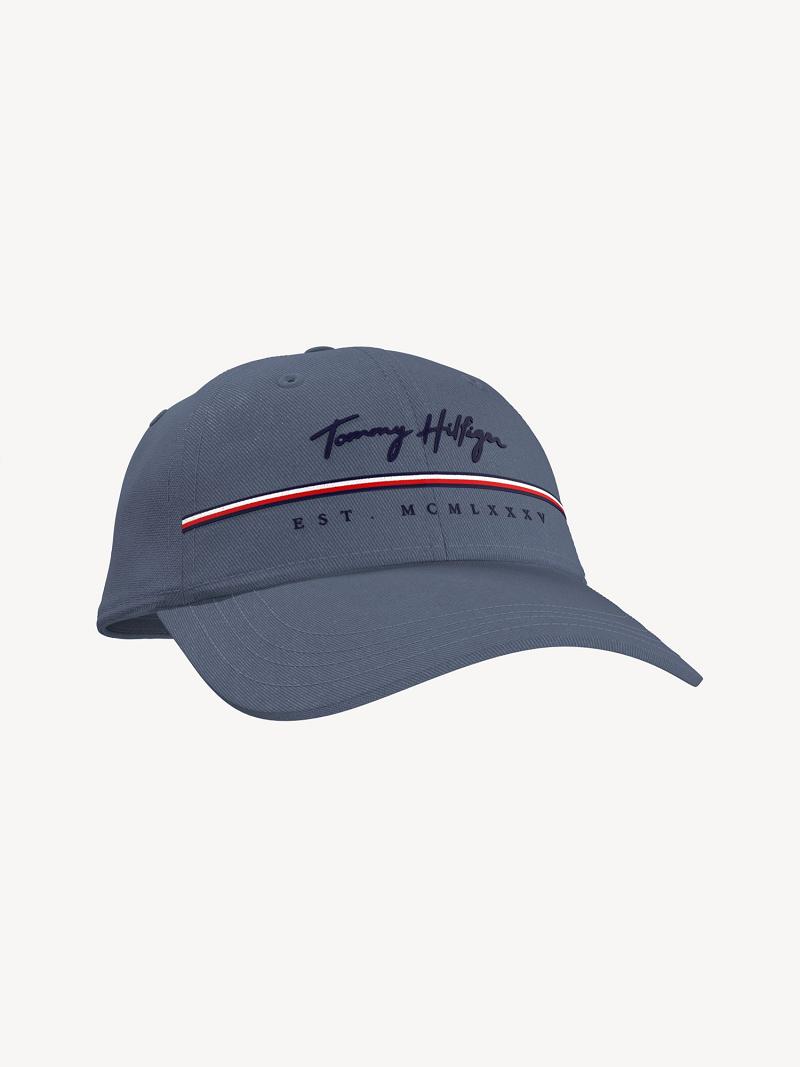 Blue Tommy Hilfiger Signature Stripe Hats | NZ_M31736