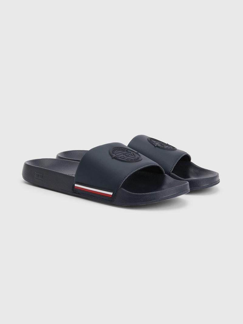 Blue Tommy Hilfiger Signature pool Sandals | NZ_M31650