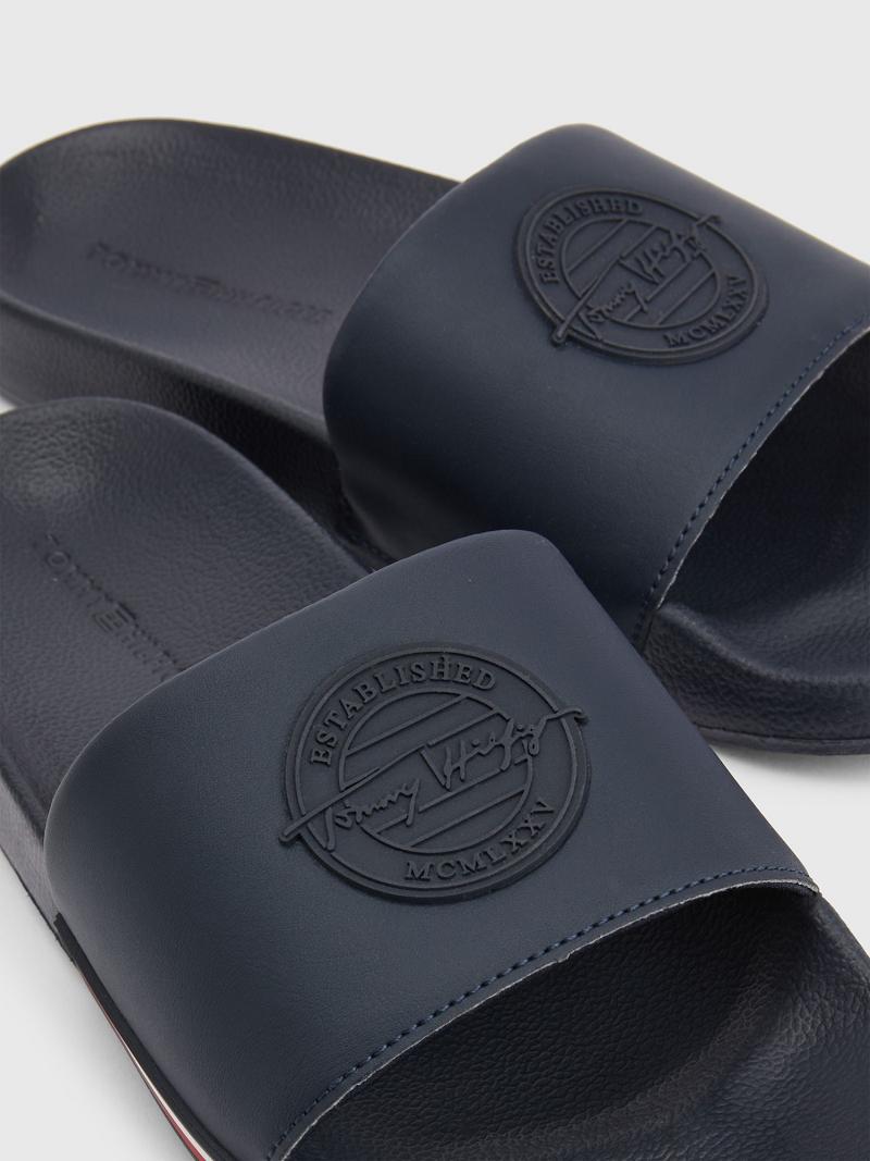 Blue Tommy Hilfiger Signature pool Slides | NZ_M31642