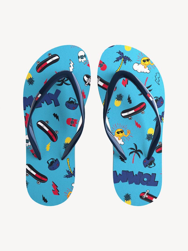 Blue Tommy Hilfiger Skateboard Flip Flops | NZ_B2230