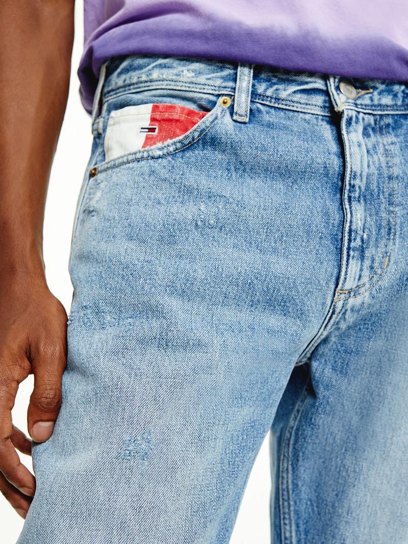 Blue Tommy Hilfiger Slim Fit Light Wash Jeans | NZ_M31382