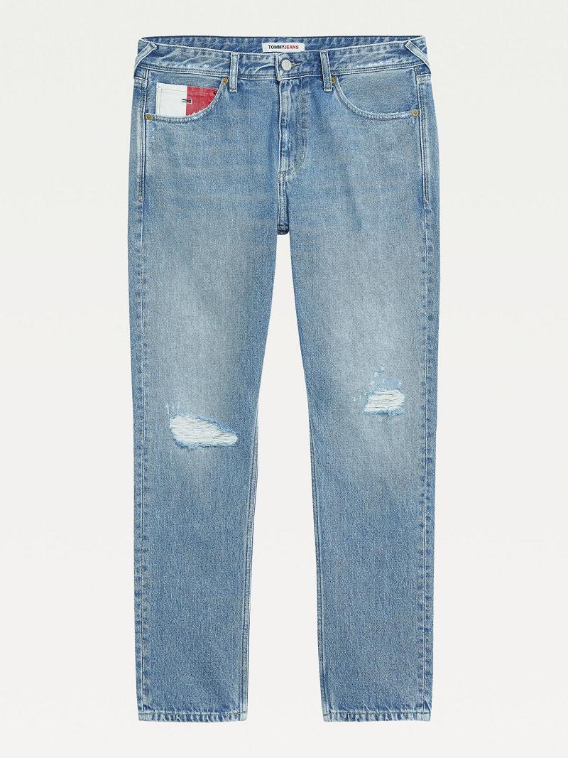 Blue Tommy Hilfiger Slim Fit Light Wash Jeans | NZ_M31382