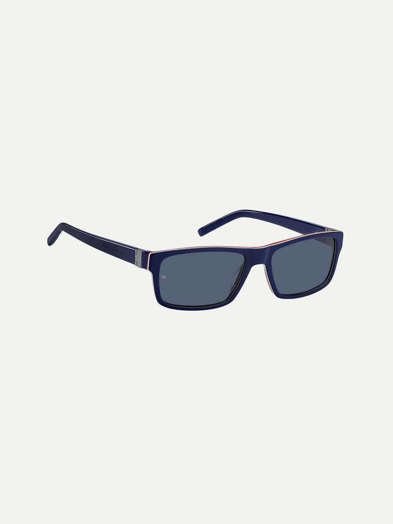 Blue Tommy Hilfiger Small-Frame Rectangle Sunglasses | NZ_M31773