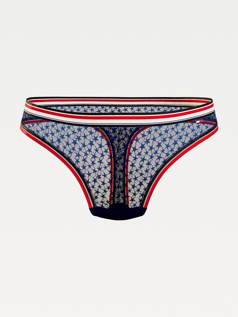 Blue Tommy Hilfiger Star Print Curve Thongs | NZ_W21580