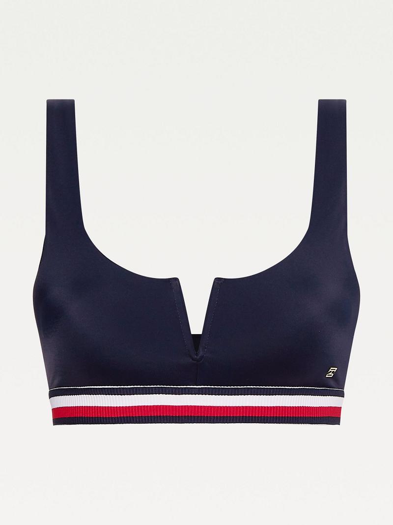 Blue Tommy Hilfiger Stripe Bralette Top Swimwear | NZ_W21429