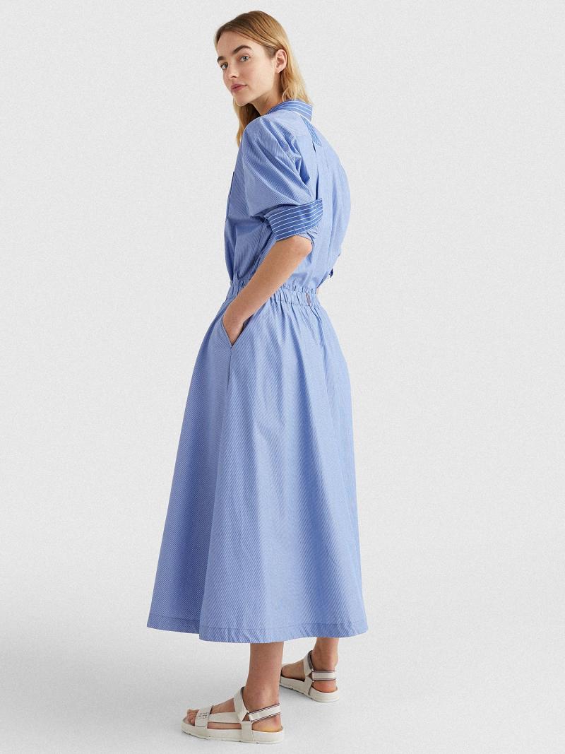 Blue Tommy Hilfiger Stripe Midi Skirts | NZ_W21338