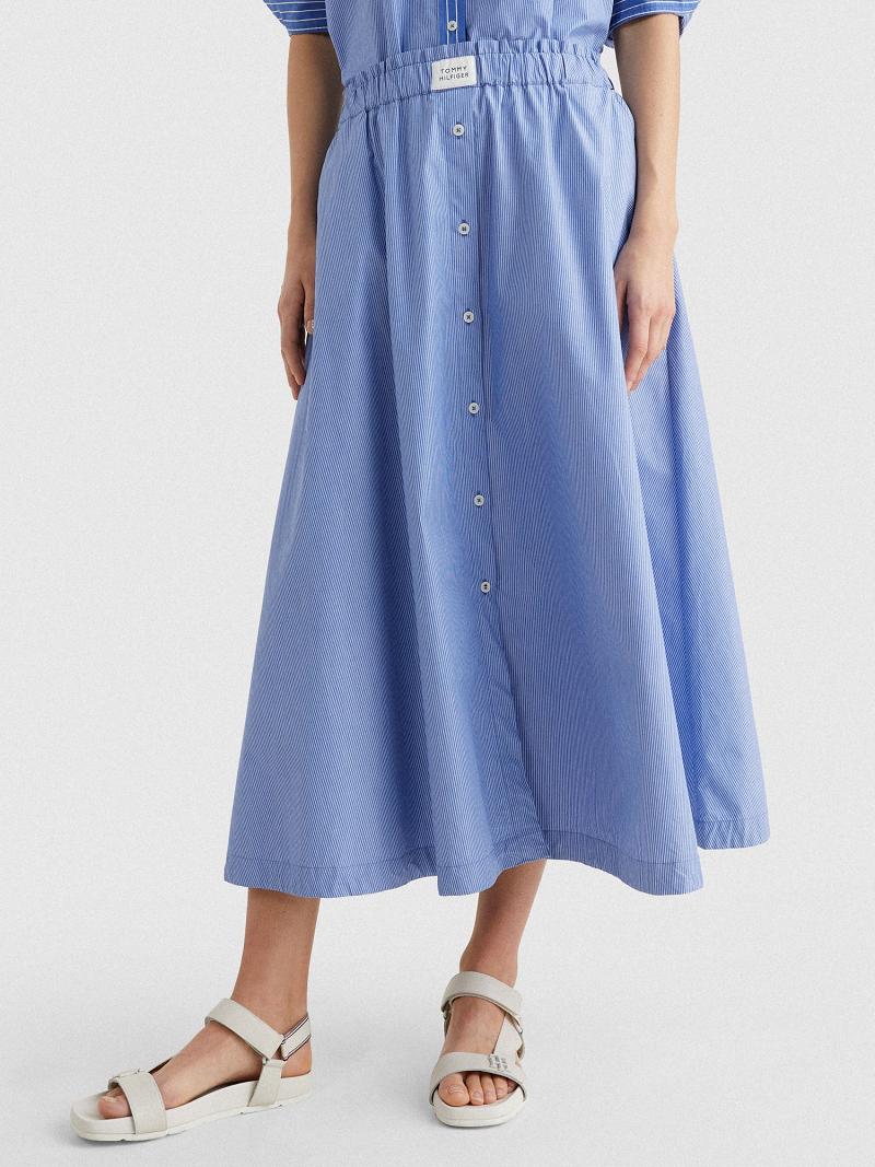 Blue Tommy Hilfiger Stripe Midi Skirts | NZ_W21338