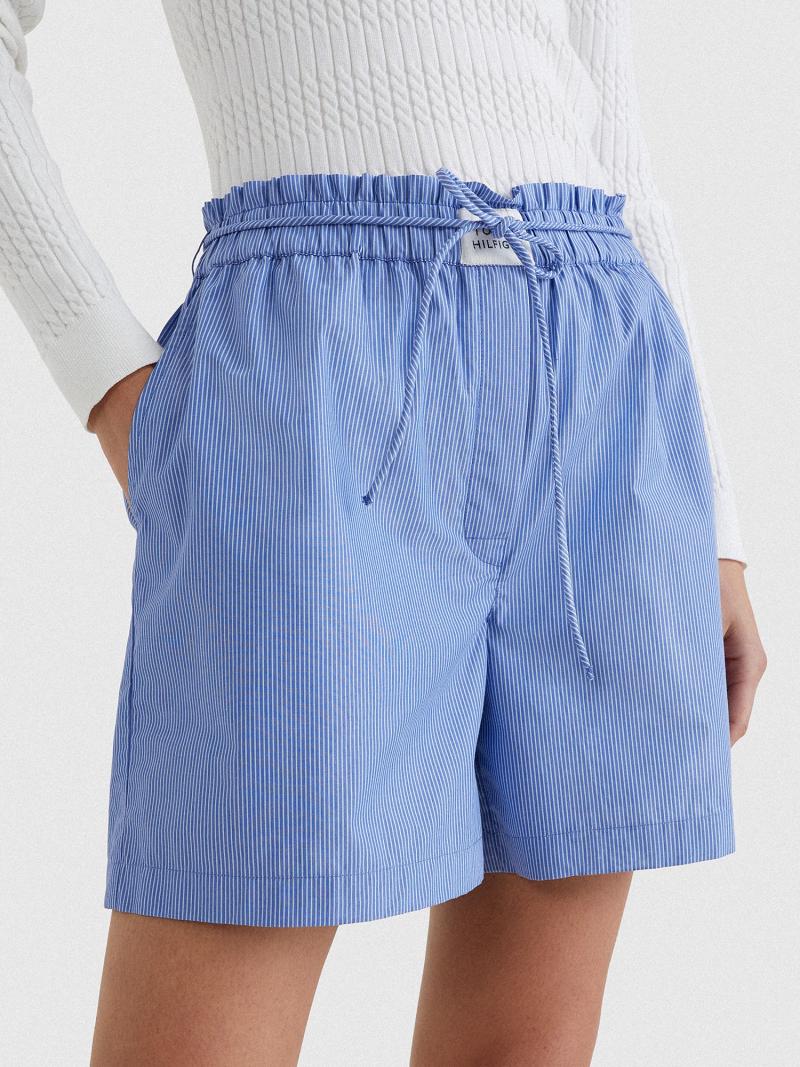 Blue Tommy Hilfiger Stripe Oxford Shorts | NZ_W21316