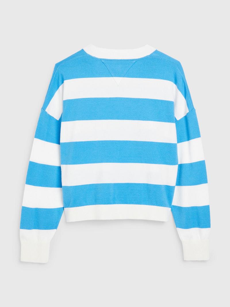 Blue Tommy Hilfiger Stripe Sweater Sweatshirts | NZ_G1212