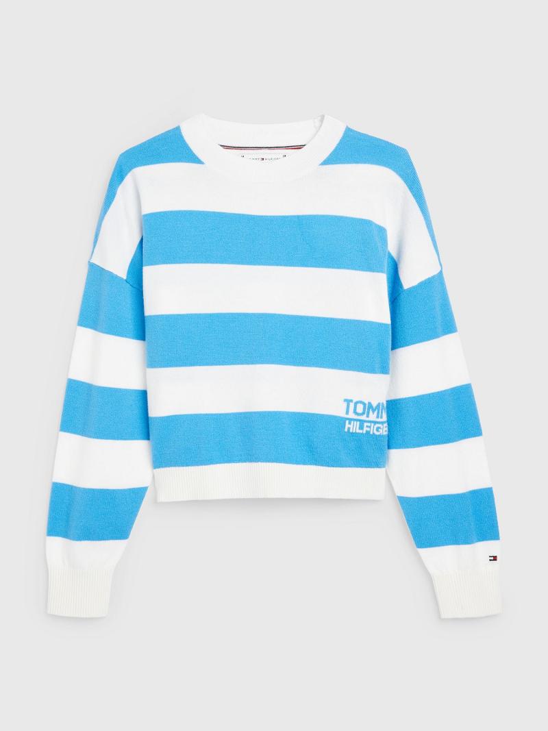 Blue Tommy Hilfiger Stripe Sweater Sweatshirts | NZ_G1212