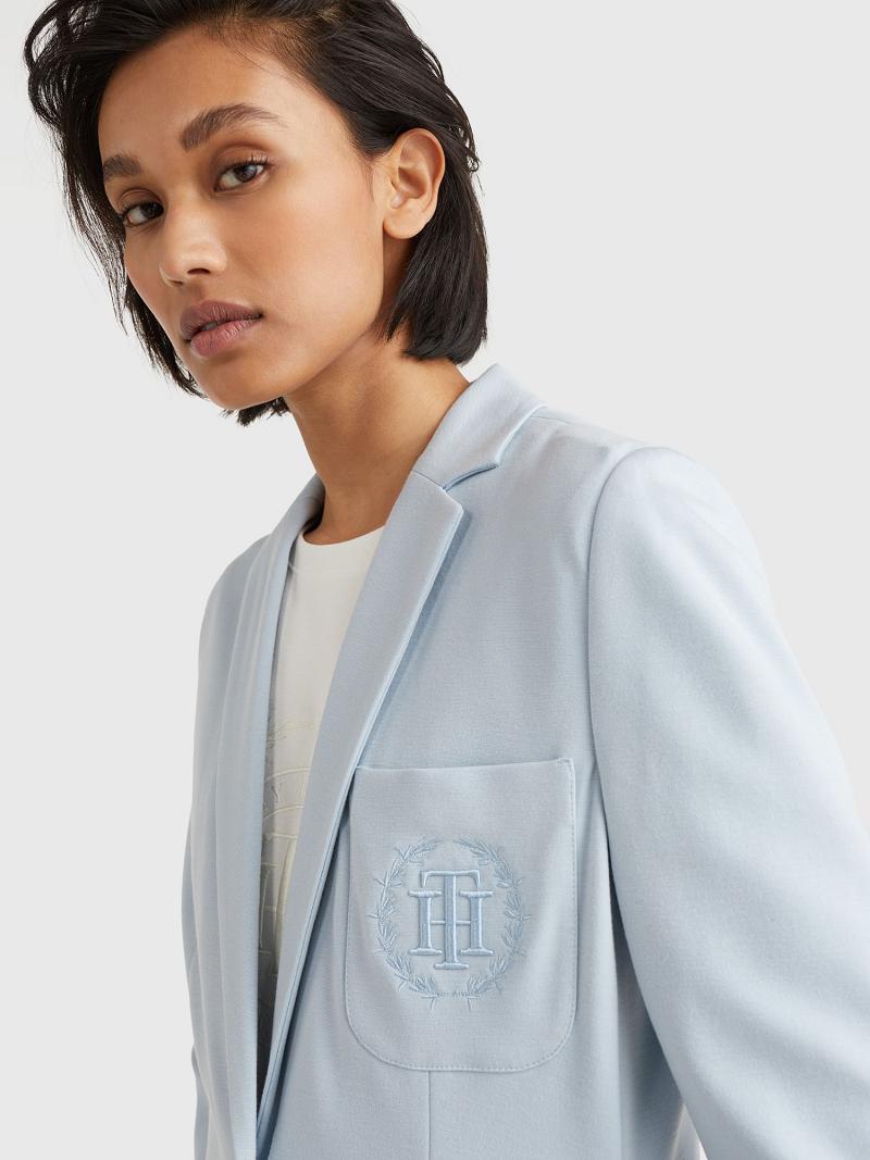 Blue Tommy Hilfiger TH Embroidered Blazers | NZ_W21008