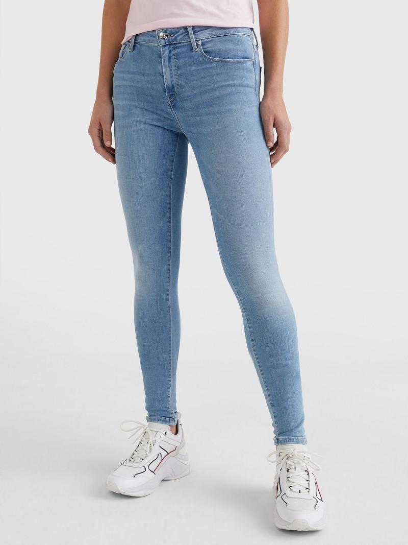 Blue Tommy Hilfiger TH Flex Skinny Fit Light Wash Jeans | NZ_W21210