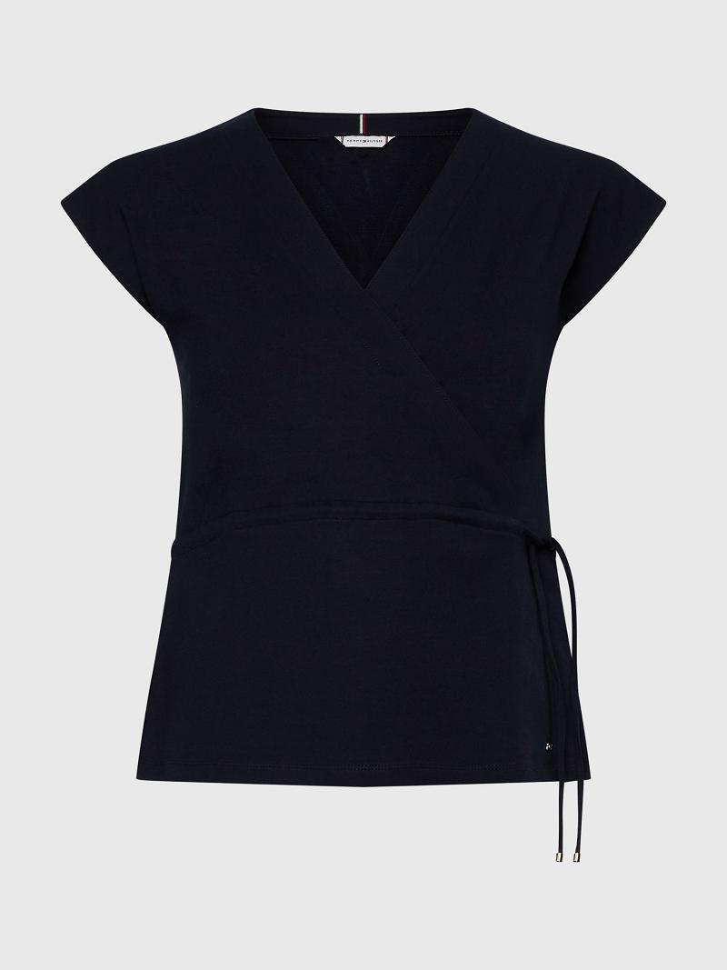 Blue Tommy Hilfiger Viscose Wrap Tops | NZ_W21512