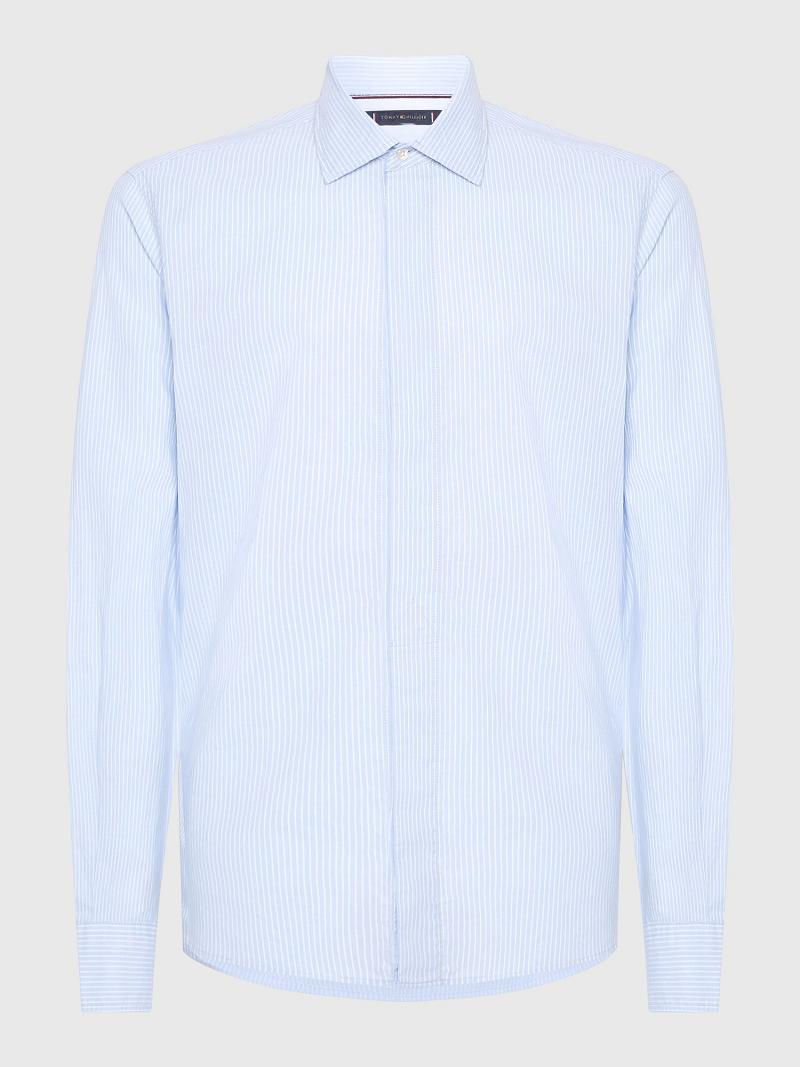 Blue / White Tommy Hilfiger Regular fit oxford dress Shirts | NZ_M31274