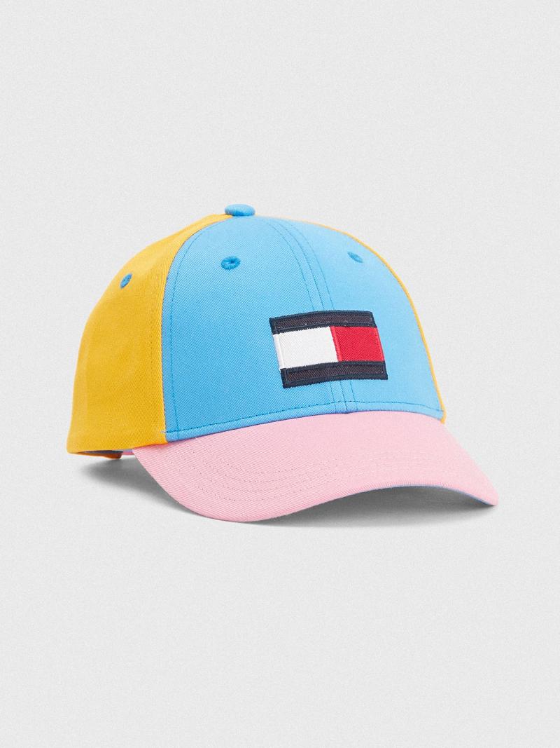 Blue / Yellow / Pink Tommy Hilfiger Colorblock Hats | NZ_B2276