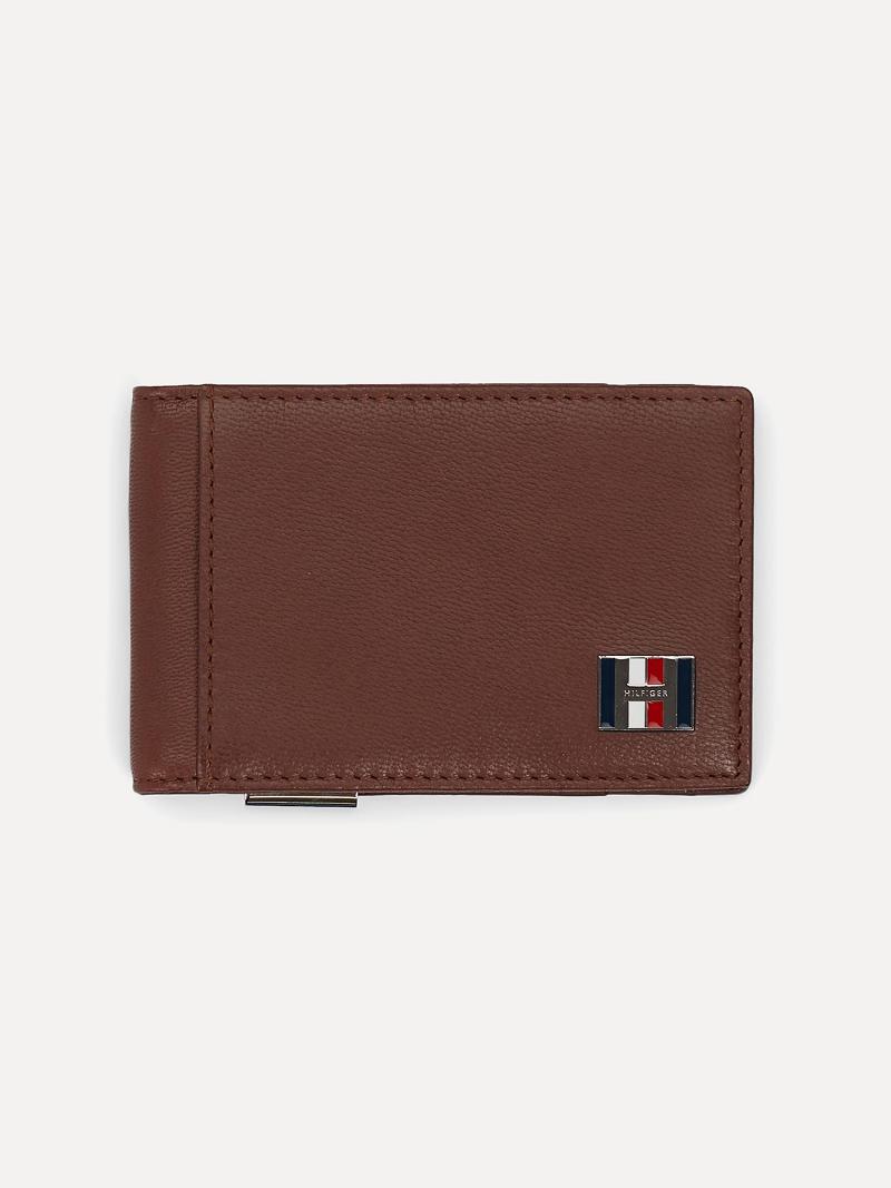 Brown Tommy Hilfiger H Leather and Money Clip Wallets | NZ_M31812